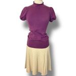 Sharagano VINTAGE ATELIER Beige w/ Purple Pinstripe Skirt Suit, Size 8 Photo 4