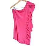 Madison Marcus One Shoulder Silk Pink Ruffle Mini Sequin Detailed Dress Size XS Photo 1