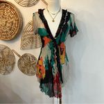 Alberto Makali Vintage Y2K Floral Pleated Ruffle Mini Dress Designer Evening M Photo 1