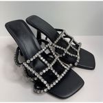 Open Edit Sandals Size 7 Black Open Toe Sparkling Crystals Lightweight Photo 1