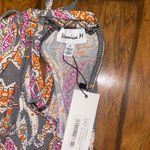 Veronica M Gray and Orange Patterned Maxi Dress with side slit NWT woman’s small Photo 3