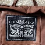 Levi's Women’s Brown Faux Leather Puffer Jacket Size M Photo 6