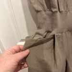Gold Hawk Wome's Khaki Silk Linen Romper Y2K Beachy Boho Festival Quiet Luxury Tan Size L Photo 2