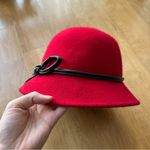 Betmar Women’s Valerina Red Wool Hat with Black Leather Bow Photo 3