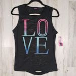 Material Girl  Active Black Love Graphic Burnout Tank Top Photo 0