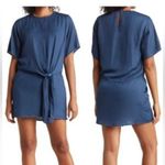 Free People Maisie midi dress in deep blue NWOT. Tie front accent, lined, zipper Photo 1