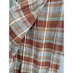 A3 Pied à Terre Brown Plaid Linen Cotton Midi Skirt England Size 12 Photo 4