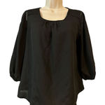 Haute Monde  Anthropologie Blouse Womens Medium Sheer Black Split Back Photo 0