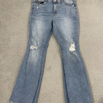 Seven7 Slim Flare Jeans Women 14 Medium Wash Enchanted Distressed Raw Hem Photo 0