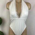 Aerie White Plunge Neck Bathingsuit Swimsuit L Photo 0