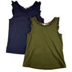 Boden Navy Blue Green Ruffle Sleeve Cotton Tank Tops Women's Size US 8 Lot of 2 Photo 0