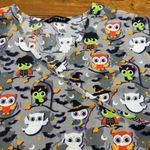 Cassandra O Halloween Owl Bat Ghost Print Scrub Top V Neck Short Sleeve Womens M Gray Size M Photo 2