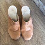 UGG  Brown Leather Mules with Wooden Sole Photo 9