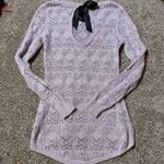 Studio Y Vintage Y2K  Lavender Sparkle Crochet High Low Sweater Black Bow Size XS Photo 1