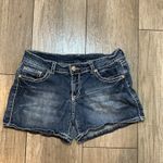 Denim Couture Denim Shorts Embellished Pockets Rhinestone Sequin Dark Wash Photo 1