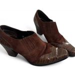 Coldwater Creek Brown leather ankle boots with crocodile embossed Photo 1