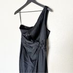 Abercrombie & Fitch Abercrombie &‎ Fitch One Shoulder Knotted Satin Midi Dress Wedding Guest Size MP Photo 3