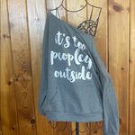 Gray Sweatshirt with White Text it’s to peopley outside large off the shoulder Photo 5