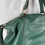 Vintage b. Makowsky hunter green gold leather satchel crossbody purse 10x17x4.5” Photo 10