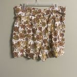 C&C California  Shorts Size 12 Floral Linen Blend High Wasit Retro Paperbag Brown Photo 1