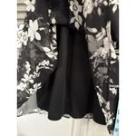 Robbie Bee  Chiffon Blk/Cream Floral Midi Dress Size 14 Lined Tie Back Neck‎ Photo 2