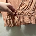 Lulus  Popular Pick Peach Tie-Front Short Sleeve Crop Top Coral Ruffles Sz M Photo 5
