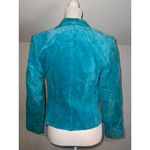 Women's ALFANI Petite Teal Suede Blazer S Blue Photo 2