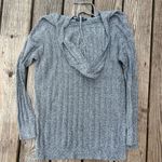 American Eagle  | size medium | gray hooded lace up sweater Photo 3