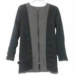 Women’s XS Wool Blend Longline Coat Herringbone Minimalist Zip Front Overcoat Gray Photo 14
