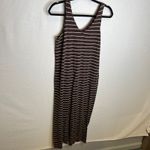 Pact  Organic Cotton Brown‎ & White Striped Sleeveless Knit Jumpsuit Romper XS Photo 3