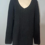 Tommy Hilfiger  black v-neck cable knot long sleeve sweater top shirt woman’s XL Photo 0
