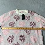 Glitz & Ears Sweater Womens M Pink Cream Fuzzy Leopard Heart Pearl Sweater NEW Size M Photo 8