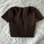Aritzia babaton brown knit square neck cropped top Photo 2