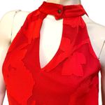 Waverly Grey Halter Keyhole Red Jacquard Flapper Cocktail Dress Photo 2