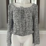 EXPRESS Square Neck Blouse, Black & White Size S Photo 8