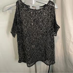 Loft Floral white and black sheer lace top size small Photo 1