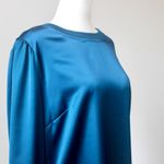 Versona Teal Blue Silky Chic Long-Sleeve Party Formal Midi Dress Small Photo 2