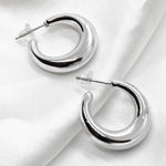 Metallic Silver Hoop Earrings Photo 0