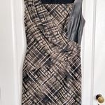 Lafayette 148 • Vania Sheath Dress color block black leather brown draped fitted Photo 1