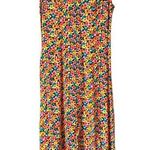 Vintage 60s Electric Yellow Pink Orange Floral Print Retro Dress large Midi Photo 0