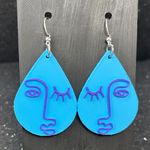 Blue and Purple Face Earrings Photo 0