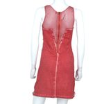 Free People  Pink Mesh Beaded Boho Butterfly V Neck Mini Dress Size Small Photo 2