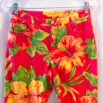 Ralph Lauren Ralph by Red Floral Hibiscus Cropped Capri Pants Photo 4