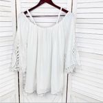 Rue 21  Crochet Lace Insets Off‎ The Shoulder Tunic Top White Small Photo 5