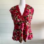 Flora Nikrooz  Vintage Floral Red Pink lace top Size L‎ Photo 3