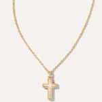 Kendra Scott Cross Gold Pendant Necklace in White Kyocera Opal Photo 0