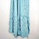 Free People  | Edie Ruffle Long Balloon Sleeve Maxi Dress Plaid Teal | Size Small Photo 12