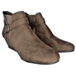 Marbella Women's Faux Suede Brown Wedge Ankle Boots Size 11 Boho Edgy Neutral Photo 1