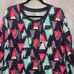 Joyspun Blue Christmas Tree Print Long Sleeve Holiday Y2K Printed Top Medium Photo 2