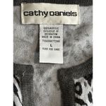 Cathy Daniels Black/Gray Tiger Sweater Round Buttons 3/4 Sleeve Size L Ribbed Photo 4